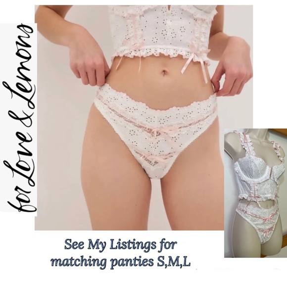 NWT For Love and Lemons Eyelet Swirl Bustier Bra (34A) and matching panties (S) - Picture 13 of 13